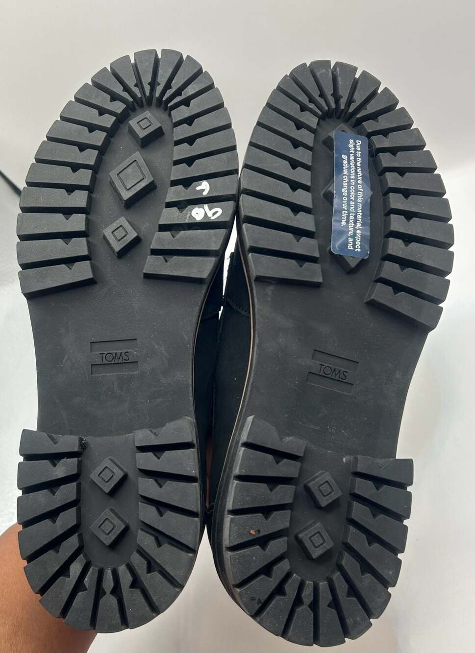 TOMS Darcy Lug Sole Black Leather Penny Loafers - Picture 4 of 5